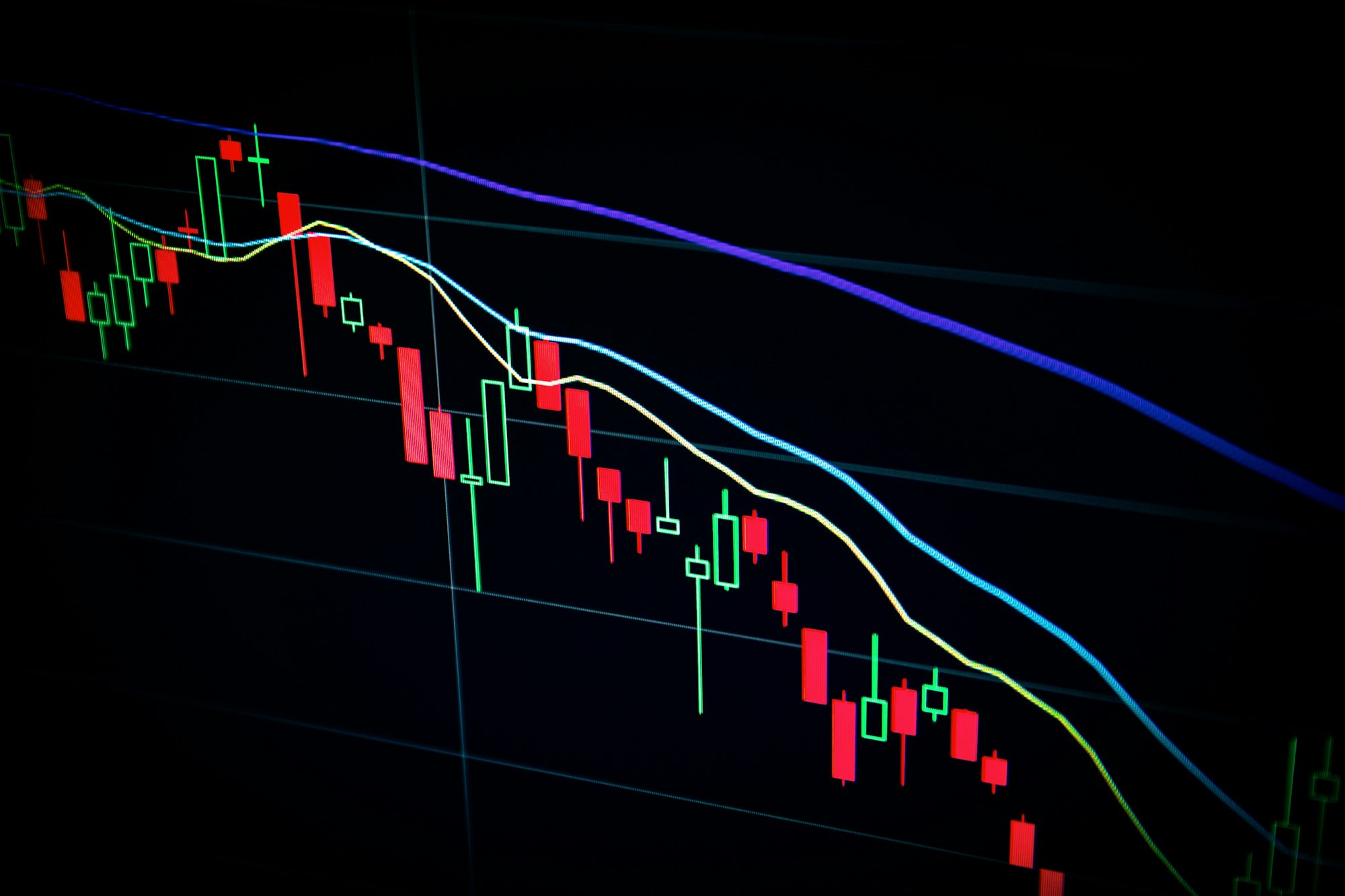 A trading chart on a dark screen